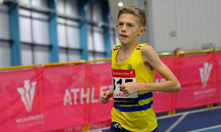 Rowan Carson (Bridgend Athletics) on his way to a record breaking win in the Under-13 boys 1500m..jpg