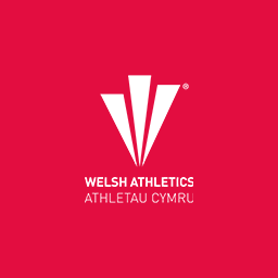 Welsh Athletics logo on a red background.