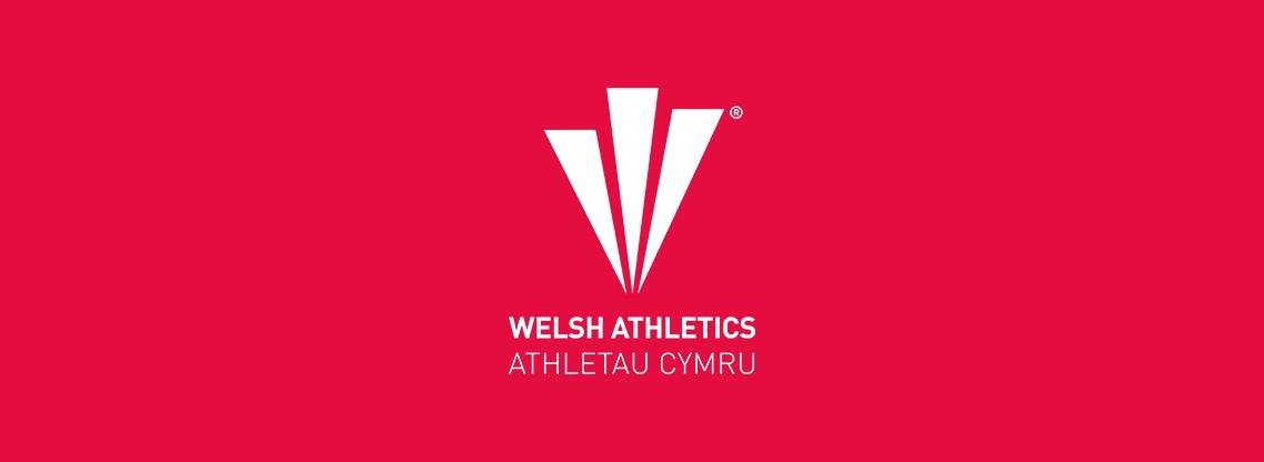 Welsh Athletics logo on a red background.