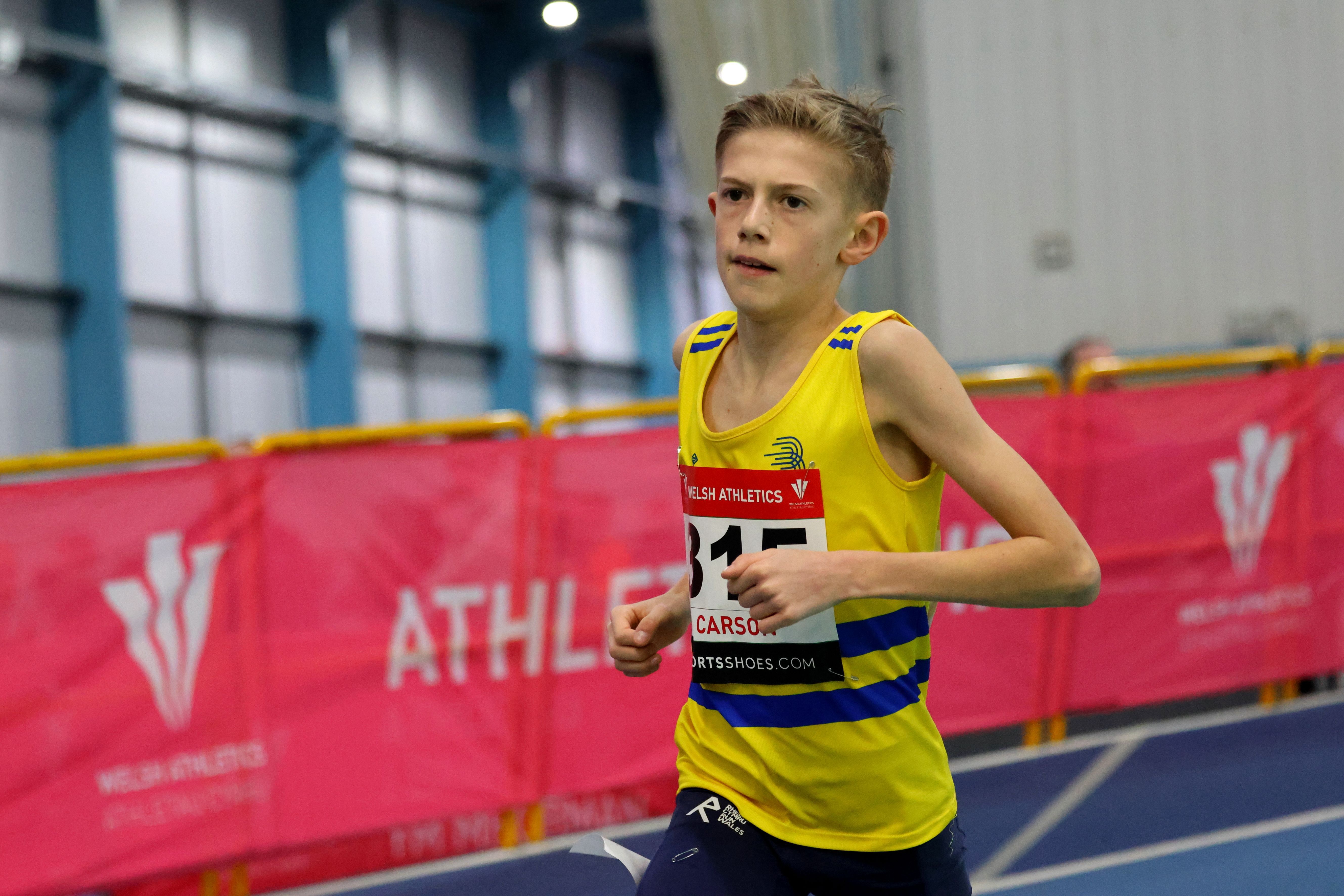 Rowan Carson (Bridgend Athletics) on his way to a record breaking win in the Under-13 boys 1500m..jpg
