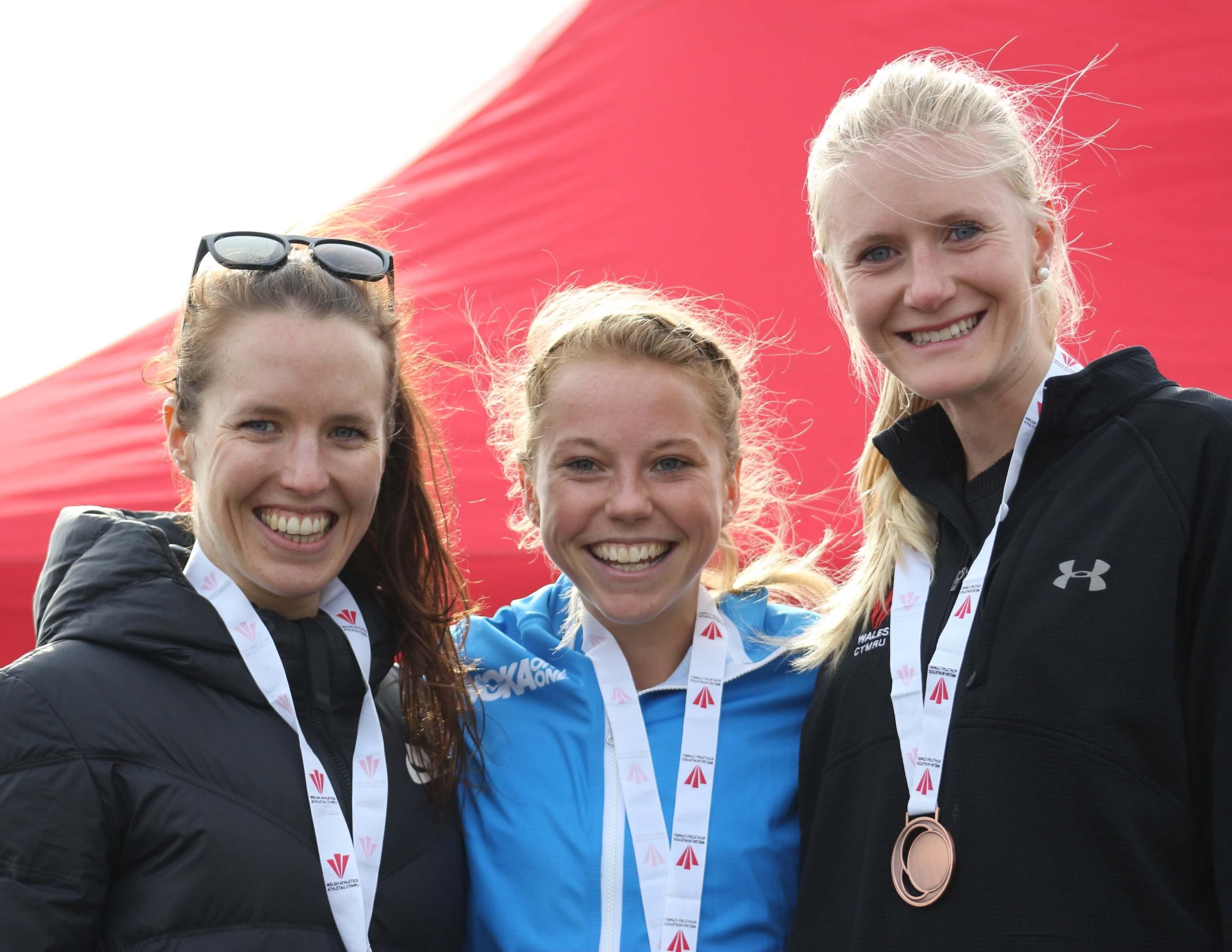 Welsh Senior Women's Cross Country Champion Jenny Nesbitt with runner up Melanie Wilkins (left) and third placed Jade Williams..jpg